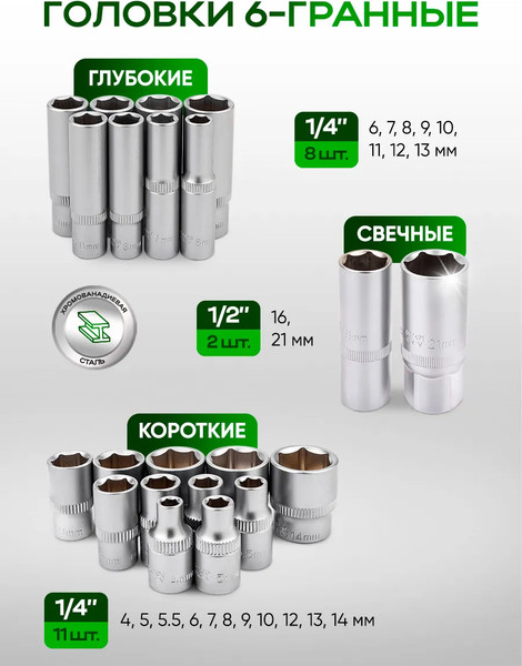 Изображение товара Универсальный набор инструментов RockForce RF-41082+6L (63206)
