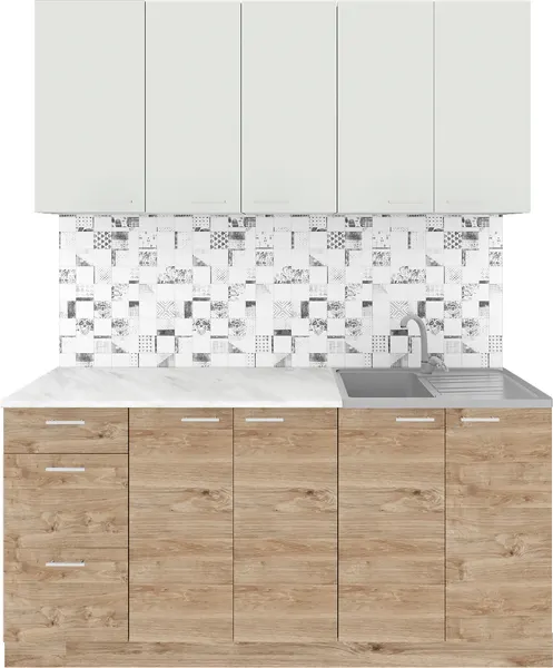 Изображение товара Кухонный гарнитур Агута Альфа 1.6/60 без столешницы (дуб золотой/холодный серый)