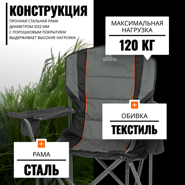 Изображение товара Комплект кресел складных Coyote HKC-1146L (4шт, серый/черный)