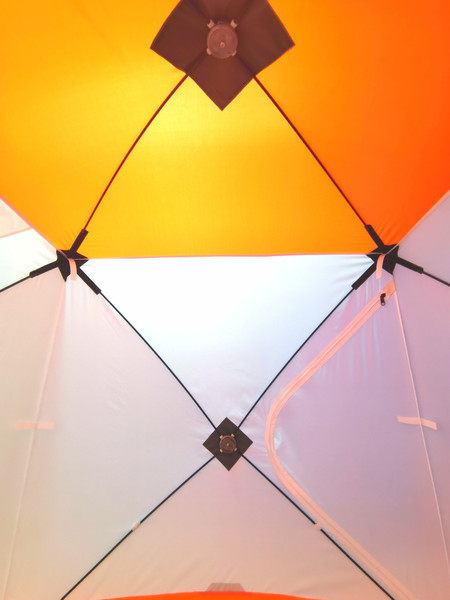 Изображение товара Палатка Пингвин Shelters MrFisher 1.7x1.7 2-слойная в чехле (белый/оранжевый)