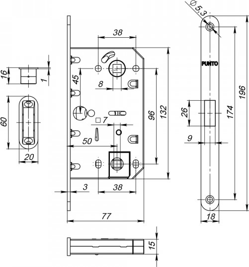 Изображение товара Защелка врезная Punto ML96WC-50/BL ABG (бронза)
