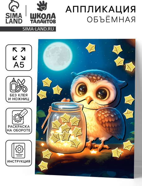 Изображение товара Набор для творчества Школа талантов Объемная аппликация. Милая совушка / 10840576