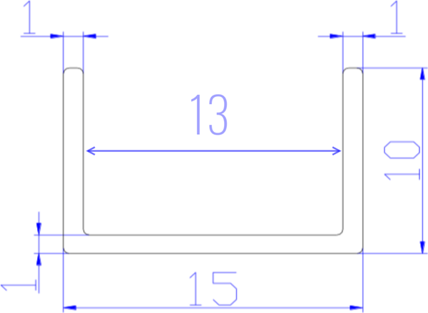 Изображение товара Направляющая для раздвижных дверей Vantage Нижняя 10х13х10 L5-2м