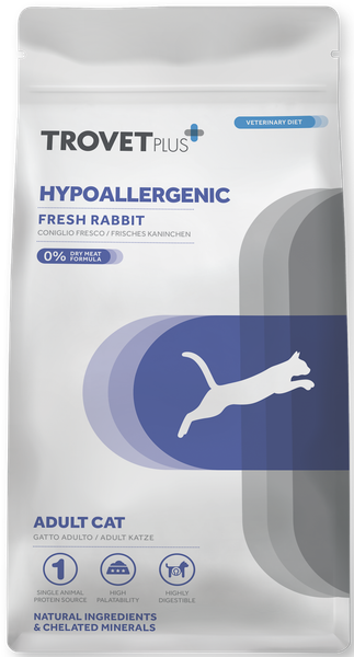 Изображение товара Сухой ветеринарный корм для кошек Trovet Plus Plus Adult Cat Hypoallergenic Fresh Rabbit (2.5кг)