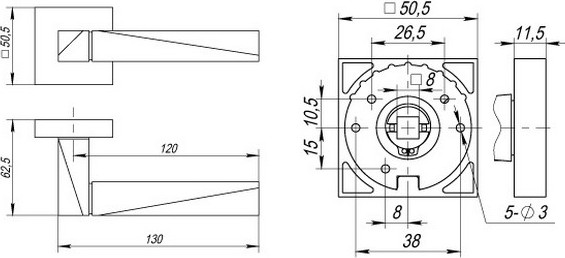 Изображение товара Ручка дверная Fuaro K.DM51.Diamond SN/CP-3 (матовый никель/хоом)