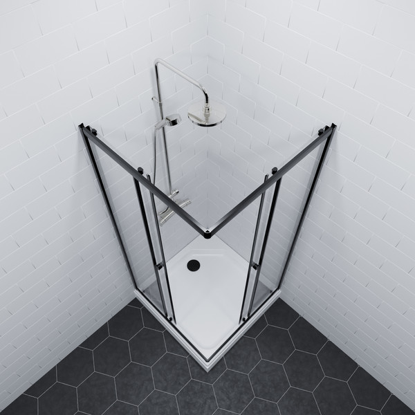 Изображение товара Душевой уголок Saniteco SNT-802 Cube 90х90 с поддоном (черный/прозрачное стекло)