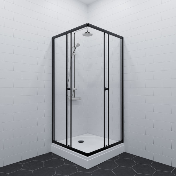 Изображение товара Душевой уголок Saniteco SNT-802 Cube 90х90 с поддоном (черный/прозрачное стекло)