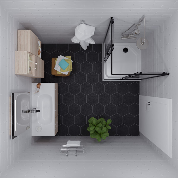 Изображение товара Душевой уголок Saniteco SNT-802 Cube 90х90 с поддоном (черный/прозрачное стекло)