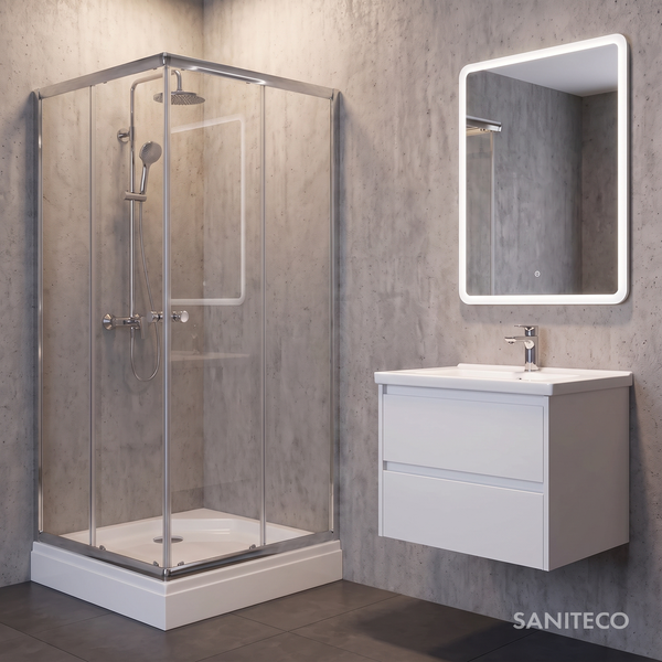 Изображение товара Душевой уголок Saniteco SNT-804 Cube 90х90 с поддоном (хром/прозрачное стекло)