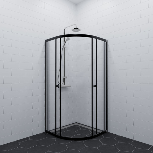 Изображение товара Душевой уголок Saniteco SNT-801 90х90 без поддона (черный/прозрачное стекло)