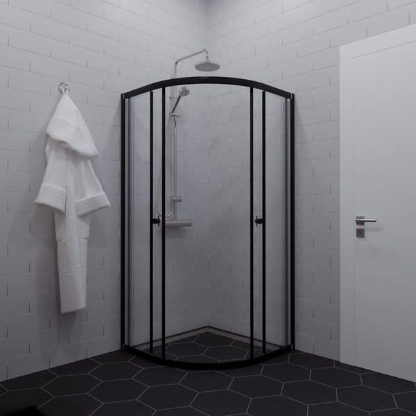 Изображение товара Душевой уголок Saniteco SNT-801 90х90 без поддона (черный/прозрачное стекло)