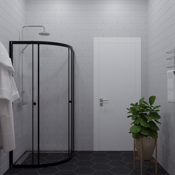 Изображение товара Душевой уголок Saniteco SNT-801 90х90 без поддона (черный/прозрачное стекло)