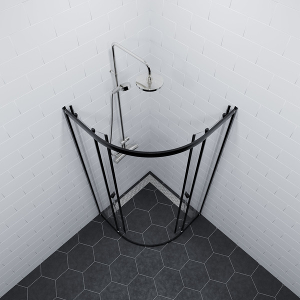 Изображение товара Душевой уголок Saniteco SNT-801 90х90 без поддона (черный/прозрачное стекло)