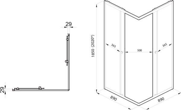 Изображение товара Душевой уголок Saniteco SNT-802 Cube 90х90 без поддона (черный/прозрачное стекло)