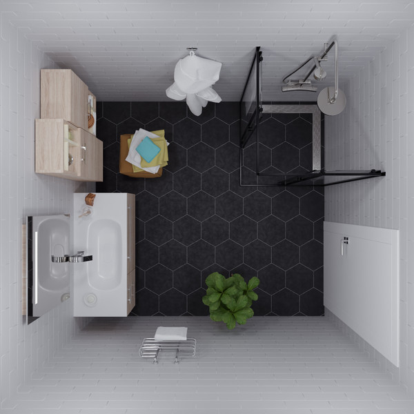 Изображение товара Душевой уголок Saniteco SNT-802 Cube 90х90 без поддона (черный/прозрачное стекло)