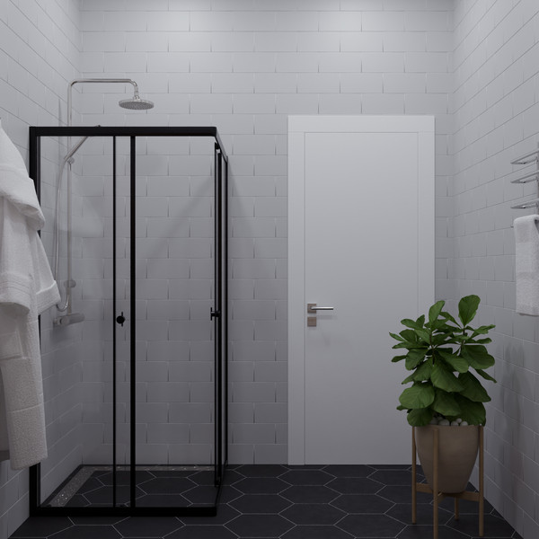 Изображение товара Душевой уголок Saniteco SNT-802 Cube 90х90 без поддона (черный/прозрачное стекло)