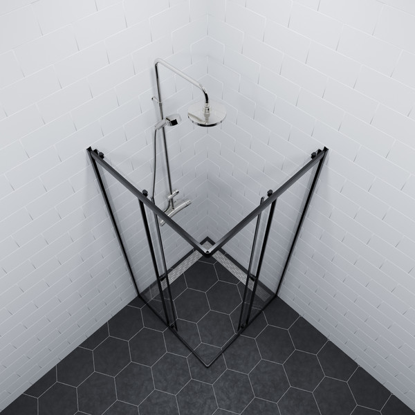 Изображение товара Душевой уголок Saniteco SNT-802 Cube 90х90 без поддона (черный/прозрачное стекло)