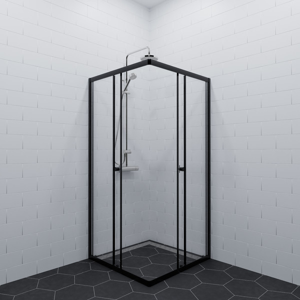 Изображение товара Душевой уголок Saniteco SNT-802 Cube 90х90 без поддона (черный/прозрачное стекло)