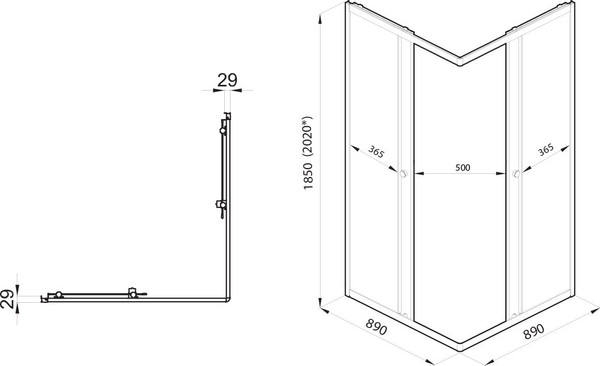Изображение товара Душевой уголок Saniteco SNT-804 Cube 90х90 без поддона (хром/прозрачное стекло)