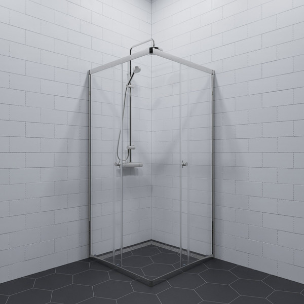 Изображение товара Душевой уголок Saniteco SNT-804 Cube 90х90 без поддона (хром/прозрачное стекло)