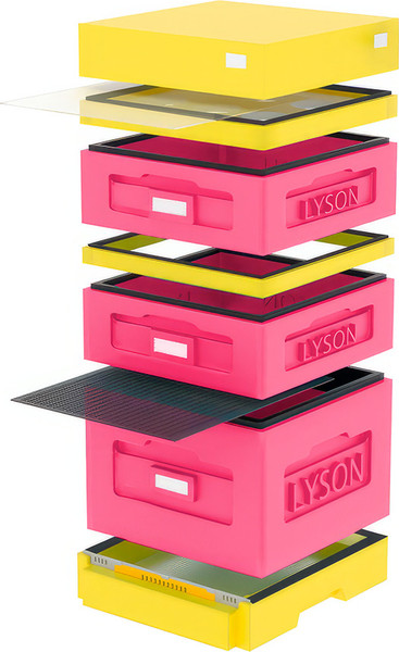 Изображение товара Улей Lyson Дадан На 10 Рамок / W1008P (розовый/желтый)