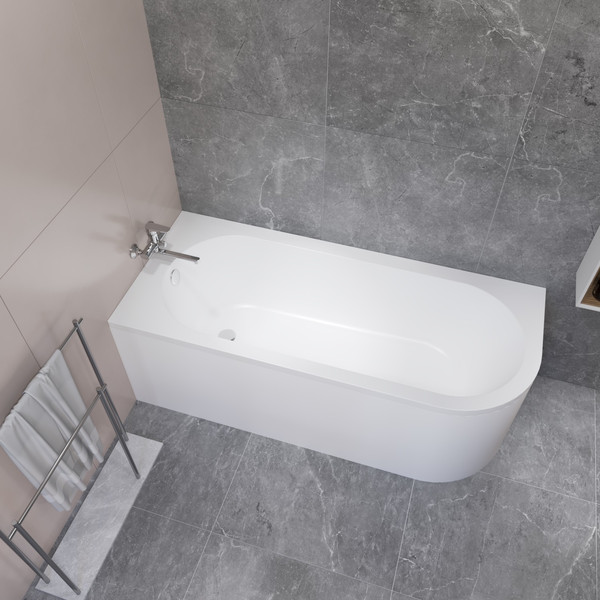 Изображение товара Ванна акриловая Lauter Monaco 170x72.5 / 2113170L (с ножками, лицевым экраном и сифоном 21Y11021 матовый черный)