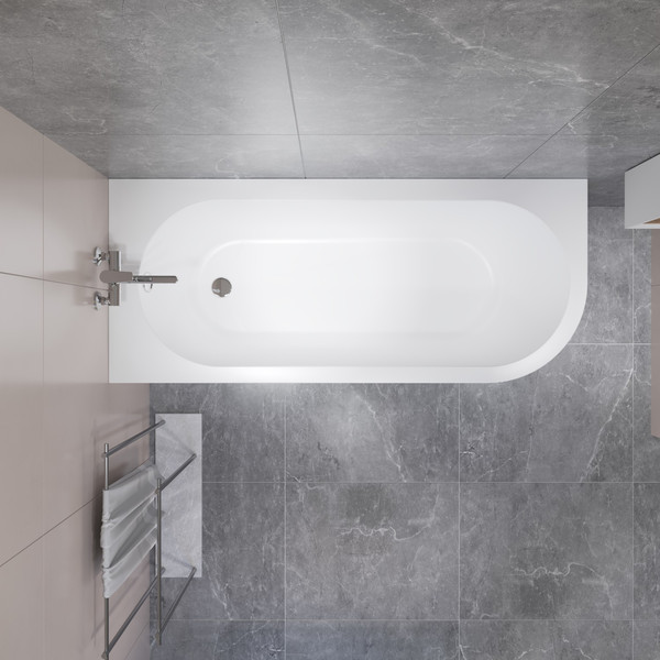 Изображение товара Ванна акриловая Lauter Monaco 170x72.5 / 2113170L (с ножками, лицевым экраном и сифоном 21Y32001 матовый черный)