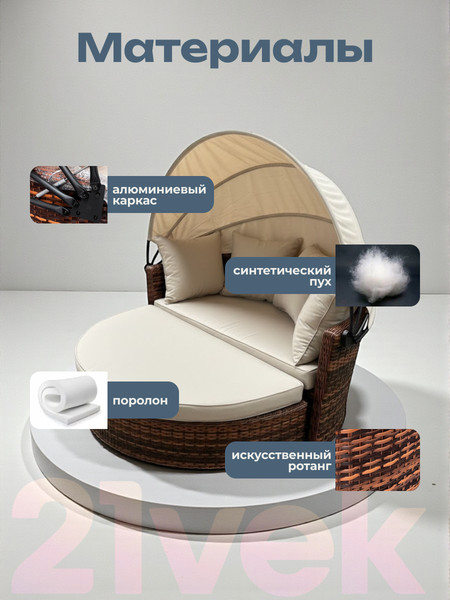 Изображение товара Диван садовый Sundays Garden трансформер c козырьком / BSTDB950