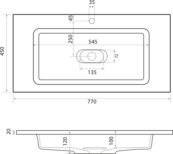 Изображение товара Умывальник Madera Modul 80 (без отверстия)