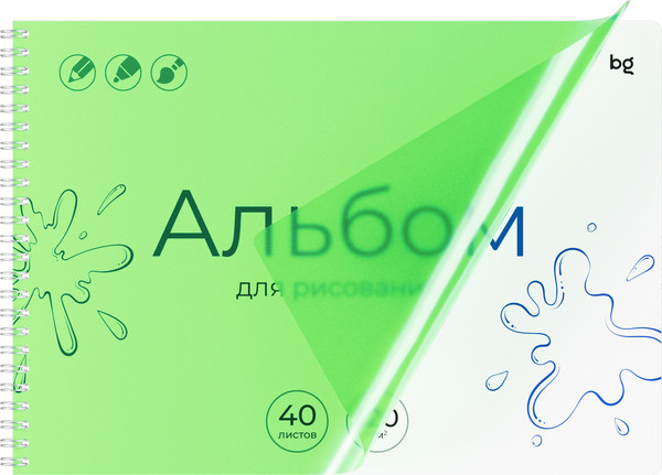 Изображение товара Альбом для рисования BG UniTone. Green А4 / АР4гр40_пл 06073 (40л)