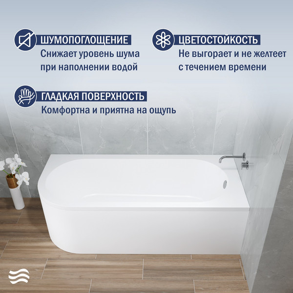 Изображение товара Ванна акриловая Lauter Monaco 170x72.5 / 2113170R (с ножками и сифоном 21Y11022 белый)