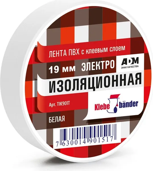 Изображение товара Изолента Klebebander ПВХ 19ммx20м / TIK901T (белый)