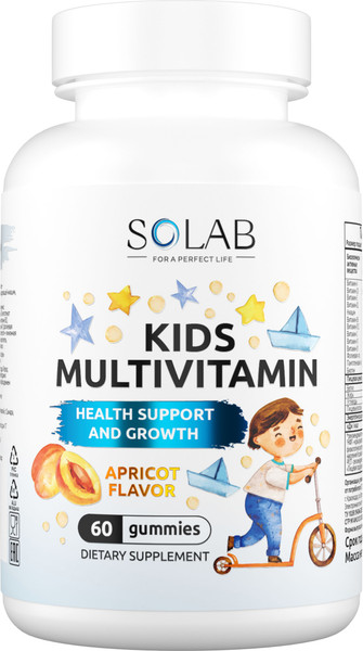 Изображение товара Мультивитаминный комплекс SOLAB Kids (60шт, абрикос)