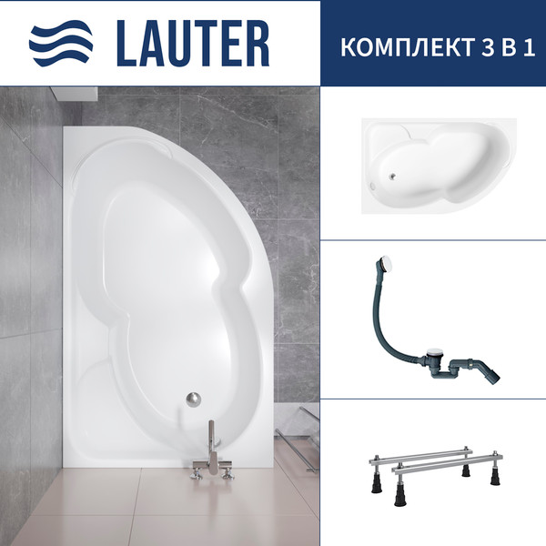 Изображение товара Ванна акриловая Lauter Geneva 170x105 / 2103170L (с ножками и сифоном 21Y31002 белый)