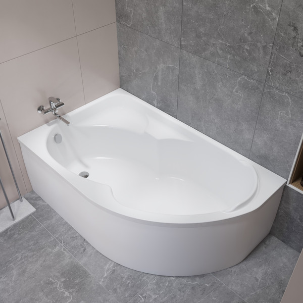 Изображение товара Ванна акриловая Lauter Geneva 170x105 / 2103170L (с ножками, лицевым экраном и сифоном 21Y32001 матовый черный)