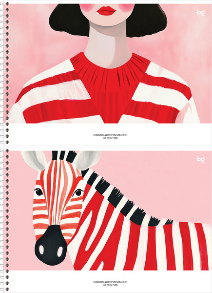 Изображение товара Альбом для рисования BG В красную полоску А4 / АР4гр48 08656 (48л)