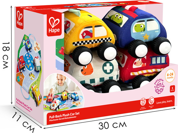 Изображение товара Набор игрушечных автомобилей Hape Навстречу приключениям Плюшевые машинки / E0076_HP