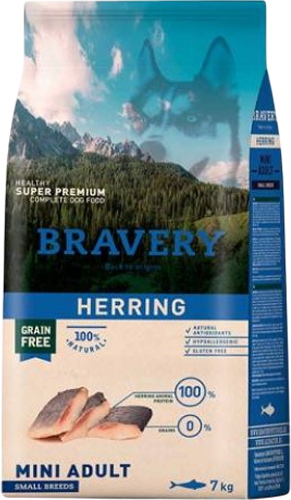 Изображение товара Сухой корм для собак BRAVERY Монопротеиновый беззерновой с сельдью (7кг)
