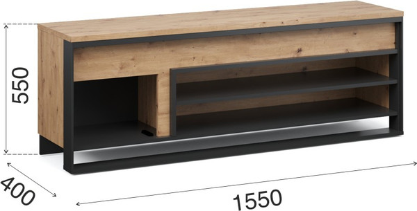 Изображение товара Тумба Империал Тринити ТВ (дуб онтарио/черный)