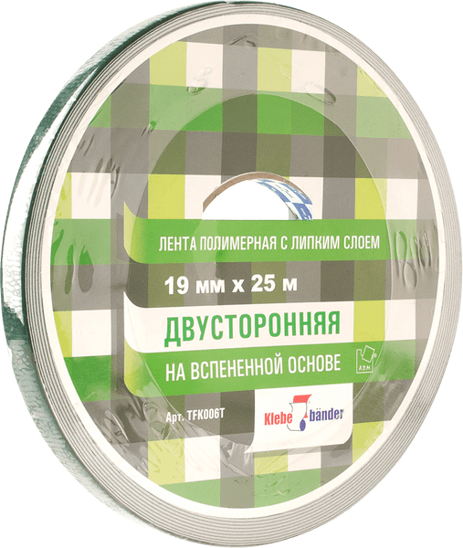 Изображение товара Скотч двухсторонний Klebebander 19мм / TFK006T (25м, белый)