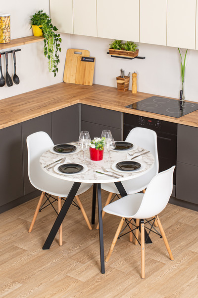 Изображение товара Обеденный стол Древпром М161 Оттис ф900 ДП1-03-01 (оникс/черный матовый)