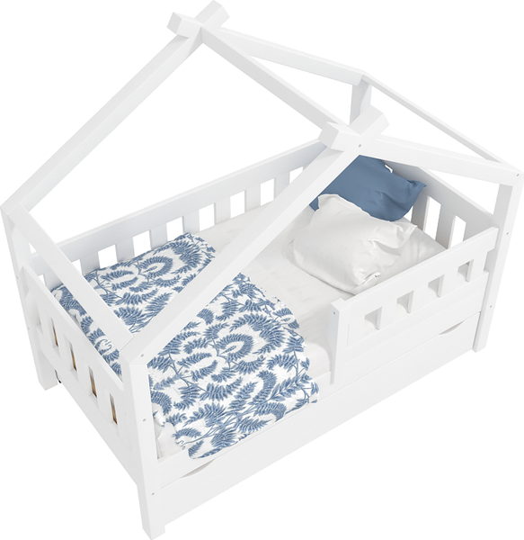 Изображение товара Стилизованная кровать детская ФанДОК Ф-141.11 с 1-м ящиком 70x140 см (белый)