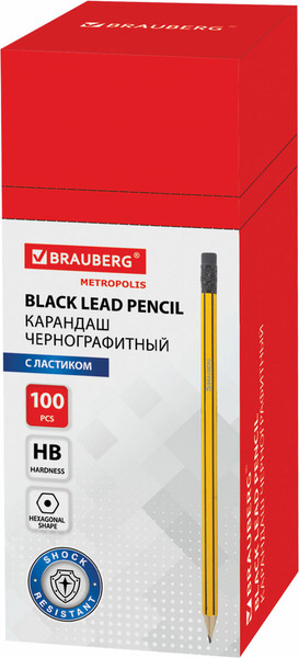 Изображение товара Простой карандаш Brauberg 180614 (желтый/черный)