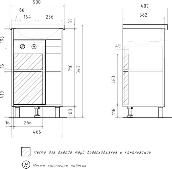 Изображение товара Тумба под умывальник Mixline Милтон-50 / 557618