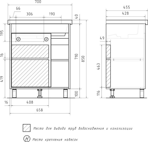 Изображение товара Тумба под умывальник Mixline Милтон-70 / 557620