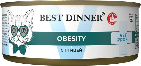 Изображение товара Сухой ветеринарный корм для кошек Best Dinner Vet Profi Obesity с птицей (100г)