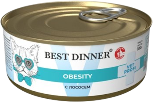 Изображение товара Влажный ветеринарный корм для кошек Best Dinner Vet Profi Obesity с лососем (100г)