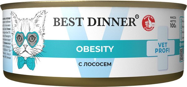 Изображение товара Влажный ветеринарный корм для кошек Best Dinner Vet Profi Obesity с лососем (100г)