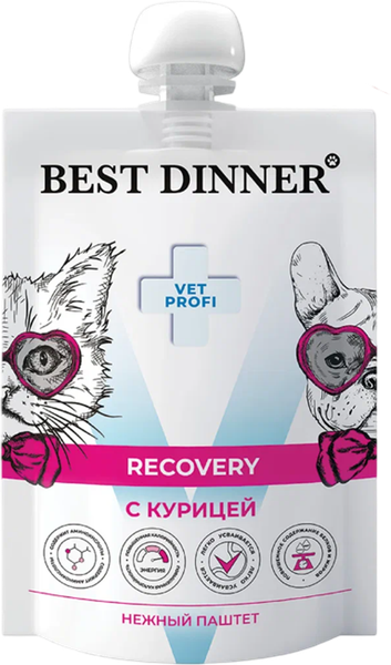 Изображение товара Влажный ветеринарный корм для кошек Best Dinner Vet Profi Recovery с курицей (85г)