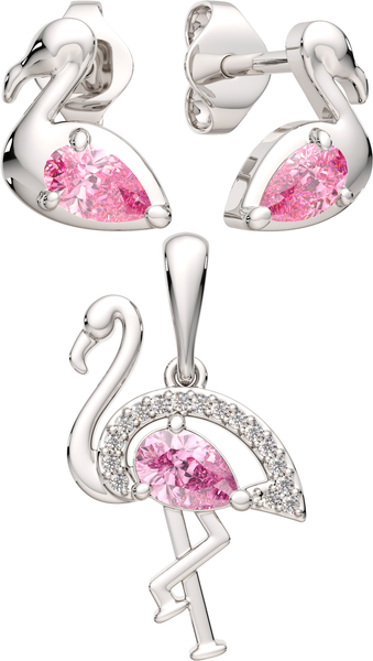 Изображение товара Комплект ювелирных украшений из серебра ZORKA Фламинго (серьги 03101316, подвеска 0440396)